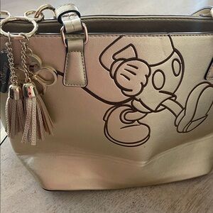 Disney Metallic Gold Shoulder Bag with Mickey Design by Jaime Ibiza
